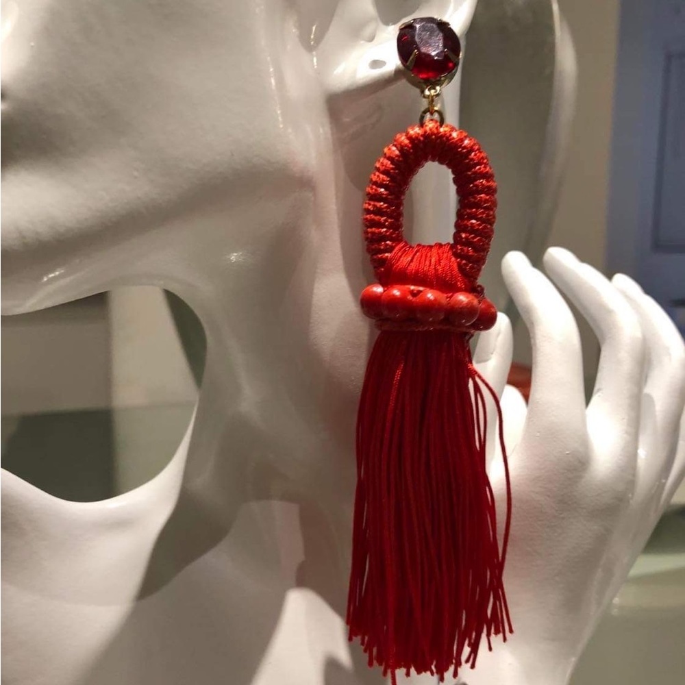 - Red tassel fashion earrings